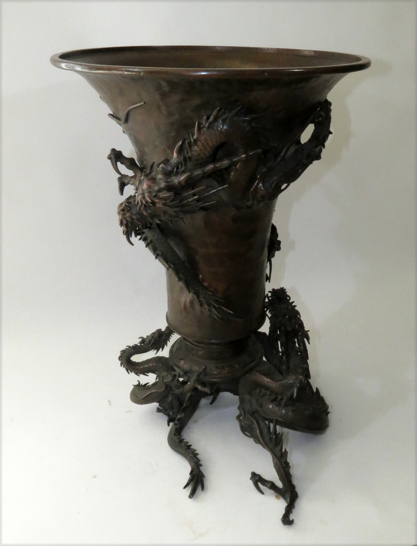 Antique Japanese Usubata Dragon Vase Modernism